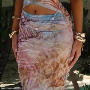 Elegant Asymmetrical Multicolor Dress